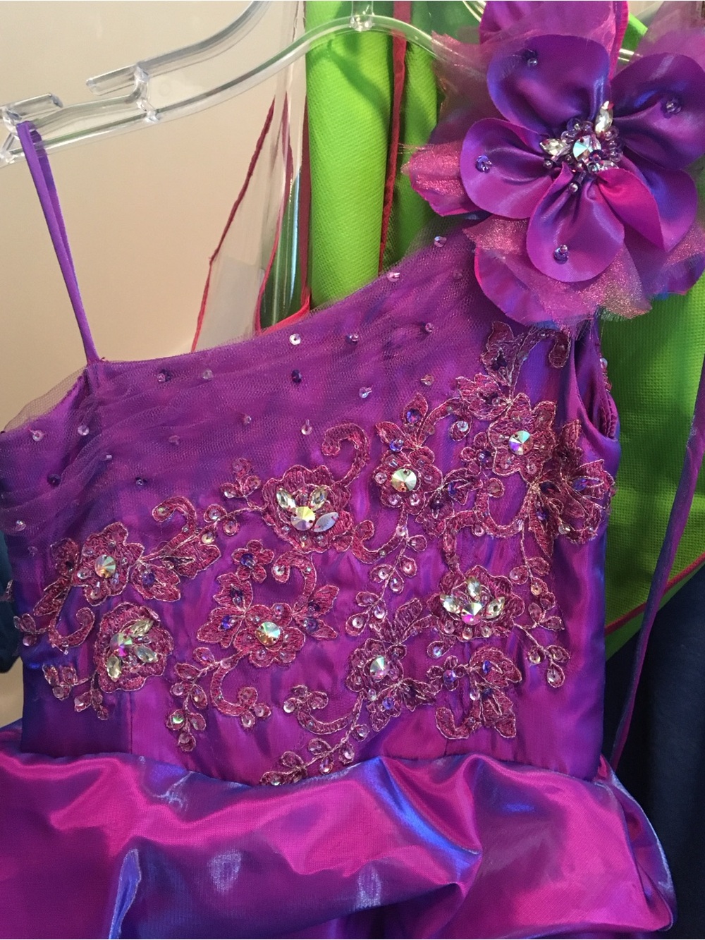 Mary's Bridal Purple and Pink Floral Embellished Formal/Pageant Dress